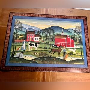 Vintage Folk Art Print Poster by American Artist Diane Ulmer Pedersen 17“x25”